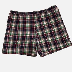 Saddlebred Mens Cotton Plaid Shorts Size 42 Pleated Red Green Blue White Elastic